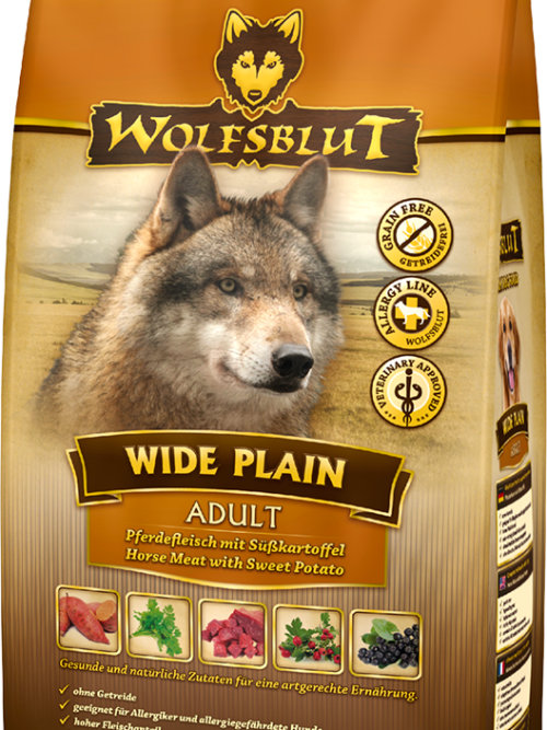 WOLFSBLUT Wide Plain Pferdefleisch mit Süßkartoffel 2x2 kg