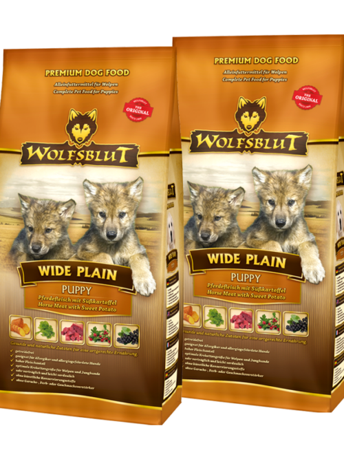 WOLFSBLUT Puppy Wide Plain Pferdefleisch mit Süßkartoffel 2x2 kg