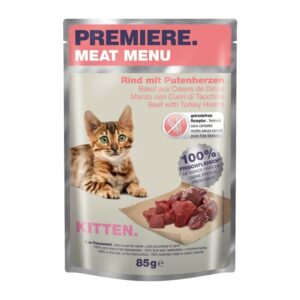 PREMIERE Meat Menu Kitten mit Rind & Putenherzen 48x85 g