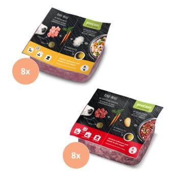 ProCani BARF Komplettmenü TK-Blockware Napffertig Probierpaket 16x500 g