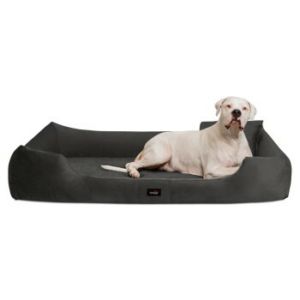 Tierlando ® VINCENT High-Tech-Velours (Triton) und Cord - Orthopädisches Hundebett schwarz/ graphit 1,3 m, 25 cm, 1 m