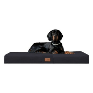 Tierlando ® FLOKI ORTHO PLUS Orthopädische Hundematte aus Plüsch & High-Tech-Velours schwarz 1,2 m, 13 cm, 90 cm