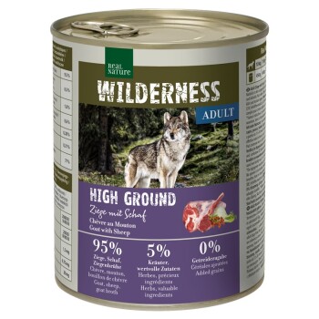 REAL NATURE WILDERNESS Nassfutter für Hunde Adult Ziege und Schaf 12x800 g
