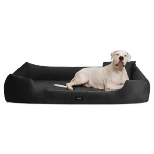 Tierlando ® VINCENT High-Tech-Velours (Triton) und Cord - Orthopädisches Hundebett schwarz 1,6 m, 25 cm, 1,1 m