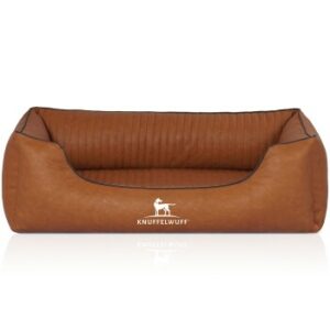 Knuffelwuff Orthopädisches Hundebett Chesapeake aus Laser gestepptem marmoriertem Kunstleder terracotta M-L