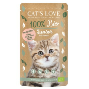 CAT'S LOVE Bio Nassfutter Katze Junior in Gelee Geflügel 24x100 g