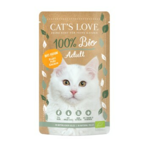 CAT'S LOVE Bio Nassfutter Katze Adult in Gelee Huhn 24x100 g