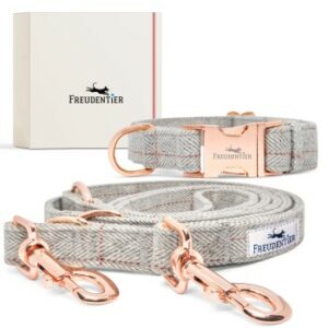 Freudentier Hundehalsband & Hundeleine im Set - 2m Führleine, 3-fach verstellbar - Classic Kollektion S-M