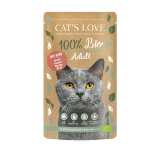 CAT'S LOVE Bio Nassfutter Katze Adult in Gelee Rind 24x100 g