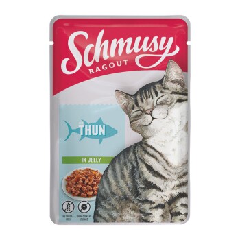 Schmusy Ragout Nassfutter Katze Adult in Gelee Thunfisch 88x100 g