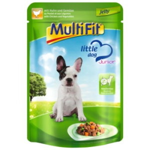 MultiFit Junior Little Dog Pouch Jelly Huhn & Gemüse 24x100 g