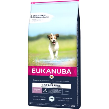 EUKANUBA Trockenfutter Hund Small & Medium Breed Puppy, getreidefrei mit Fisch 12 kg