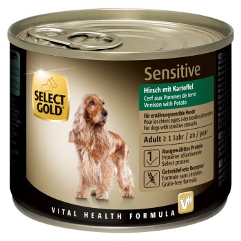 SELECT GOLD Nassfutter Hund Sensitive Adult Hirsch mit Kartoffeln 12x200 g