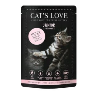 CAT'S LOVE Katzenfutter Katze Junior in Gelee Huhn mit Algenkalk und Distelöl 12x85 g