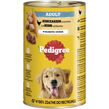 Pedigree Nassfutter Hund Adult, in Gelee, Huhn & Karotten 12x1,2 kg