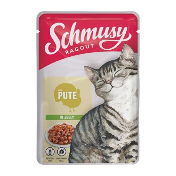 Schmusy Ragout Nassfutter Katze Adult in Gelee Pute 88x100 g