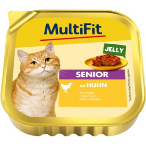 MultiFit Nassfutter Katze Senior, in Gelee, Huhn 32x100 g