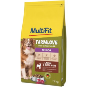 MultiFit Farmlove Trockenfutter Hund Senior, mit Lamm & Rote Beete 12 kg