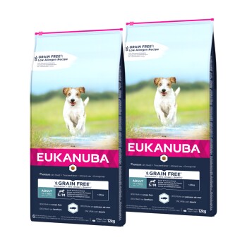 EUKANUBA Trockenfutter Hund Small & Medium Breed Adult, getreidefrei mit Fisch 2x12 kg