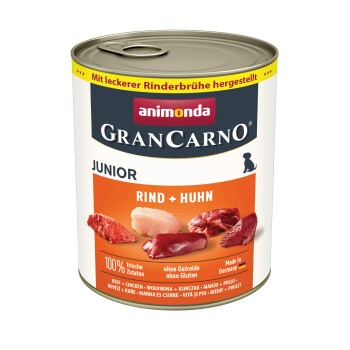 animonda GranCarno Original Nassfutter Hund Junior, Rind & Huhn 24x800 g