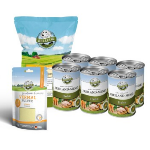Bellfor Magen-Darm-Bereich Unterstützung Set - Hundefutter Nass 6x400g + Vermal Pulver 80g + Hühnertrockenfleisch 100g