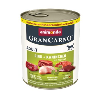 animonda GranCarno Original Nassfutter Hund Adult, Rind & Kaninchen mit Kräutern 24x800 g