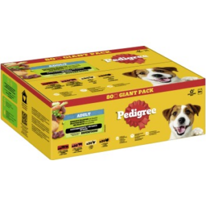 Pedigree Nassfutter Hund Adult, Multipack, Gemischte-Selektion mit Gemüse, in Sauce 80x100 g