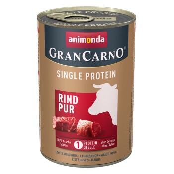 animonda GranCarno Single Protein Nassfutter Hund Adult, Rind pur 24x400 g