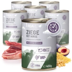 REAVET Hundenassfutter - Ziege mit Hirse an Kichererbsen & Pflaume | 6 x 400g