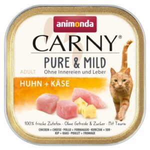 animonda Carny Nassfutter Katze Adult, Pure and Mild 32x100 g Huhn und Käse