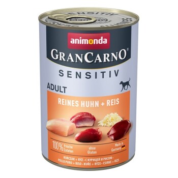 animonda GranCarno Sensitiv Nassfutter Hund Adult, Huhn & Reis 24x400 g