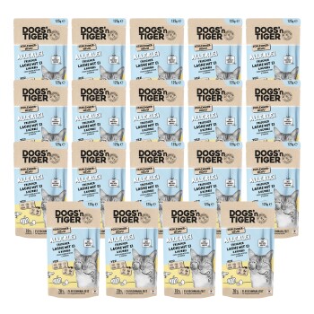 Dogs'n Tiger Adult Nassfutter Katze, Allerlei, Lachs, Ei & Kürbis, 24x 125g