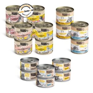 Dogs'n Tiger Adult Nassfutter Katze, Mixpaket, Lecker Hühnchen! 18 teilig