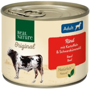 REAL NATURE Original Nassfutter für Hunde Adult Rind mit Kartoffel 24x200 g