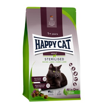 HAPPY CAT Sterilised Trockenfutter Katze Adult, Weide-Lamm 10 kg