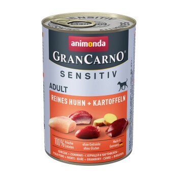 animonda GranCarno Sensitiv Nassfutter Hund Adult, Huhn & Kartoffel 24x400 g