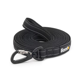 Lionto Gummierte Schleppleine für Hunde, reflektierend schwarz XL