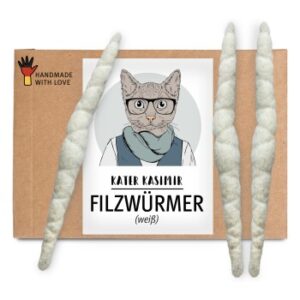 Kater Kasimir Filzwürmchen, 3 Stück, handgerollt aus reiner Schurwolle vom Schaf