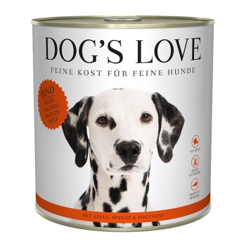 DOG'S LOVE Adult Classic 6x800g Rind mit Apfel und Spinat