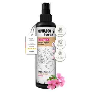 ALPHAZOO Zeck-Attack 200ml - Zeckenspray für Hunde, Katzen, Haus- und Hoftiere 200 ml