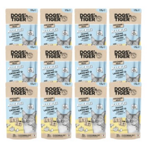 Dogs'n Tiger Adult Nassfutter Katze, Allerlei, Lachs, Ei & Kürbis, 12x 125g