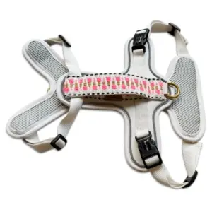 Hey Lana Premium Geschirr Gepolstert mit Reflektoren und Haltegriff creme/ pink L