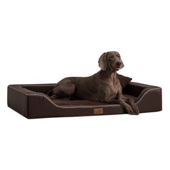 Tierlando ® Orthopädisches LUXUS-Hundebett MELODY LATEX Soft Kunstleder Velours braun 1,2 m, 22 cm, 85 cm
