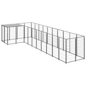VidaXL Hundezwinger Stahl schwarz 2,2 m, 5,5 m, 1,1 m