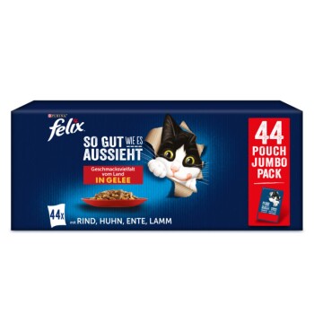 Felix Nassfutter Katze in Gelee 44x85 g Geschmacksvielfalt vom Land