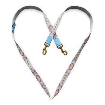 Hey Lana Premium Führleine – 3-fach verstellbar korall/hellblau/beige 2 m, 3 cm