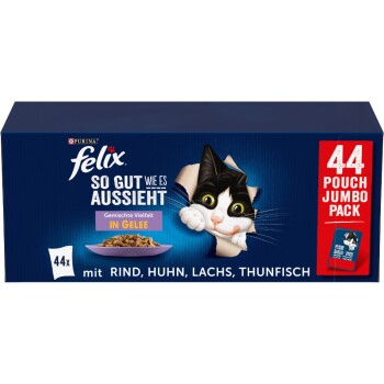 Felix Nassfutter Katze in Gelee 44x85 g Gemischte Vielfalt