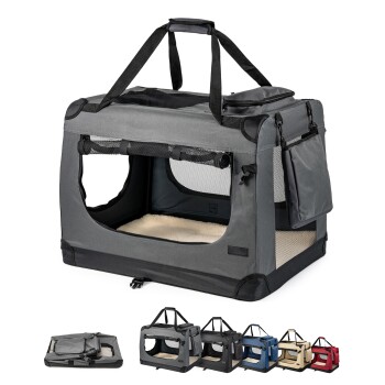 Lionto Hundetransportbox - faltbar - grau M