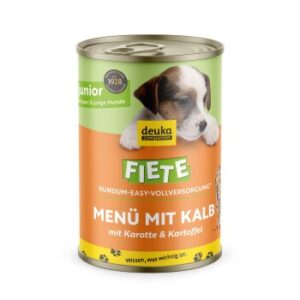 Fiete Junior Menü mit Kalb, Karotte und Kartoffel deutsches Premium-Nassfutter 6x400g Dose