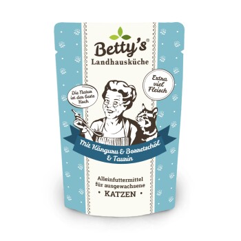 Betty's Landhausküche Frischebeutel mit Känguru 12 x 100g für Katze